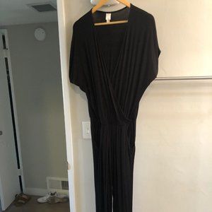 Loveappella Short Sleeve Wrap Top Jumpsuit